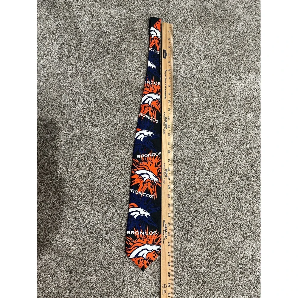 Vintage 1998 Denver Broncos NFL Game Day Tie Ralph Marlin Burst Orange‎ Blue